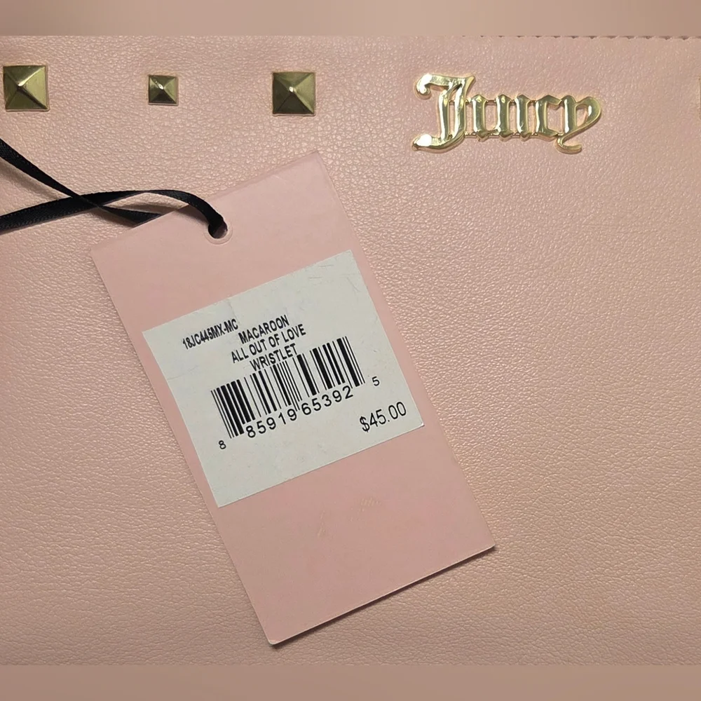 Juicy Couture Macaroon All Out of Love Pink Wristlet Pouch Wallet Bag - New
